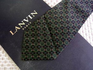 ♪35404C♪良品【金具 リング ロープ 格子 柄】ランバン【LANVIN】ネクタイ