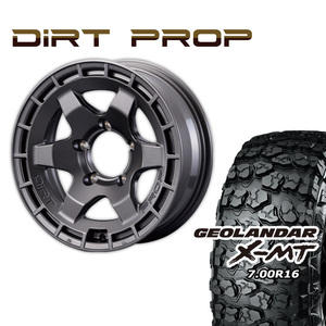 DIRT PROP マットガンメタリック 16×6.0J/5H -5 ヨコハマ ジオランダー X-MT G005 7.00R16 4本セット