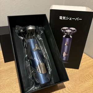 SHAVER 電気シェーバー 髭剃り 青色 未使用 メンズ LEDディスプレイ 電動シェーバー 回転式 お風呂剃り可 防水