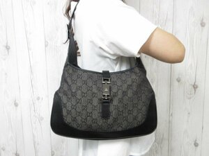 極美品 GUCCI グッチ GGキャンバス ハンドバッグ ショルダーバッグ バッグ キャンバス×レザー 黒 75747