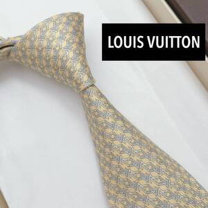 美品 ルイヴィトン ネクタイ シルク モノグラム LV 柄ロゴ柄 イエロー