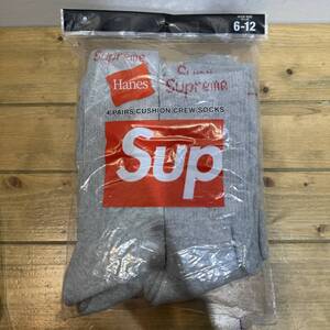 Supreme HANES CREW SOCKS (4Pack) (SIZE 6-12) GREY シュプリーム ヘインズ クルーソックス