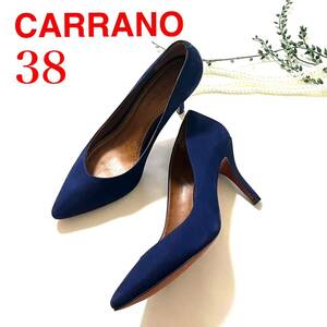 美脚パンプス！カラーノ CARRANO ヌバック　パンプス　紺　38 24㎝