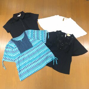 ●美品 MALIANI マリアーニ 刺繍 レース装飾 カットソー シャツ 4点セット LL まとめ 半袖 Tシャツ ブラウス XL 2L ゆったり 大きい