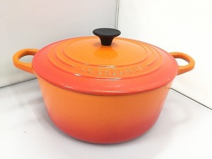 【1円スタート】 ル・クルーゼ LE CREUSET シグニチャー ココット・ロンド オレンジ