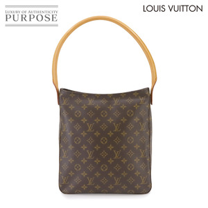 新品同様 ルイ ヴィトン LOUIS VUITTON モノグラム ルーピング GM ショルダー バッグ ブラウン M51145 ゴールド 金具 90233205