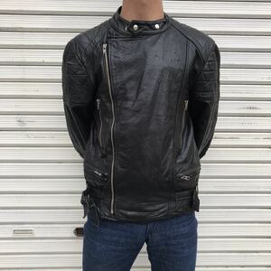 1970s ベルギー製 Richa Leathers ユーロ シングル ライダース ジャケット モーターサイクル ヴィンテージ フランス ロンジャン Mサイズ