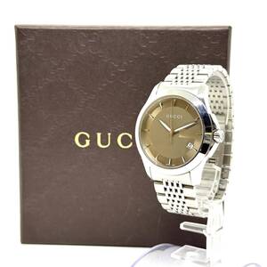 GUCCI グッチ YA126406 126.4 Gタイムレス クォーツ メンズ腕時計 デイト ブラウン文字盤