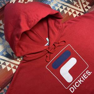 レアFILA×Dickies Collaborationフィラ ディッキーズWネーム コラボ企画クリーニング済 BIGシルエット オーバーサイズ パーカー フーディM