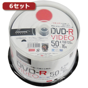 300枚セット(50枚X6個) HI DISC DVD-R(録画用)高品質 TYDR12JCP50SPX6 /l