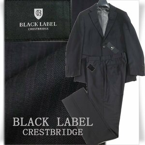 新品1円～★定価8.8万 BLACK LABEL ブラックレーベル クレストブリッジ 羊毛100％ シャドーストライプスーツ 38 L 濃紺 本物◆S1029◆