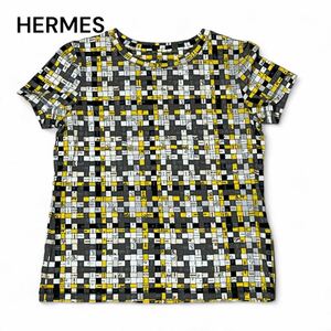 HERMES エルメス ボルディックチェック Tシャツ 38