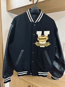 父の断捨離整理品 70s80s【 VAN 】 STADIUM JUMPER スタジャン JACKET 袖革スタジャン 牛革 ブラック Mサイズ ■ 中古良品