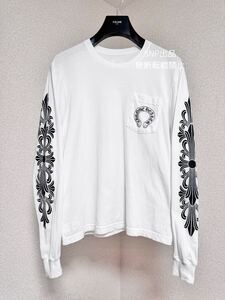 CHROME HEARTS クロムハーツ Floral Horseshoe L/S Tee フローラル ホースシュー ロンT Tシャツ カットソー 長袖 メンズ ホワイト 白 M