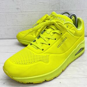 1456◎ SKECHERS スケッチャーズ 靴 シューズ スニーカー ローカット レースアップ 蛍光色 イエロー レディース25.0