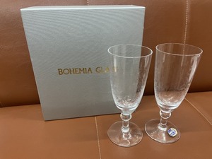 BOHEMIA　GLASS　LASKA　フルートペア　チェコ製