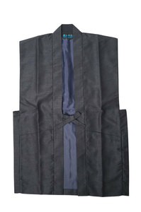【ひめか】作務衣 羽織 日本製 シルクライク 陣羽織 ポリエステル 1125　黒Ｌ