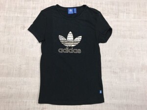 アディダス adidas 半袖Tシャツ レディース ロゴ刺繍 タイダイ柄トレフォイル オールド スポーツ ストリート S 黒