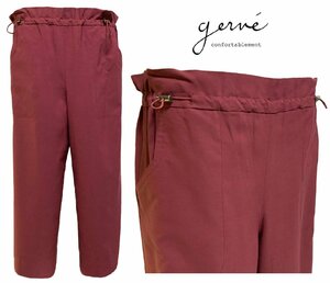 GERVE　ジェルベ　ドローストリング　スピンドル　ワイドパンツ　キュロット　ボルドー系赤　size44　13号　LLサイズ　日本製