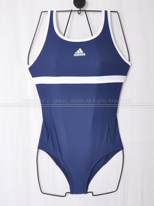 K1865-07■新品 adidas アディダス 女子スイミングスポーツ水着 DV0896 ネイビー×ホワイト 150