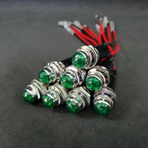 LED パイロット ランプ 24V 8個 セット (グリーン) 緑 16mm φ ダイヤモンドカット トラック デコトラ シグナル ライト