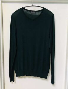 ◆【人気】JOHN SMEDLEY ジョンスメドレー / シーアイランドコットン 30ゲージVネックニット GREEN M size