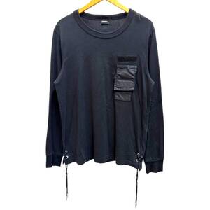 DIESEL (ディーゼル) 長袖Tシャツ 胸ポケット付き サイド紐付き コットン100％ M ブラック メンズ/045