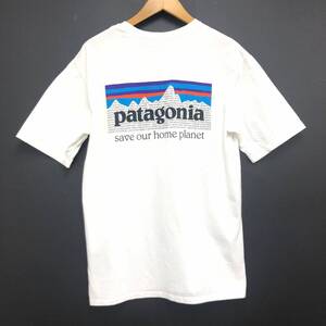 □patagonia 半袖Tシャツ S 白 パタゴニア メンズ 37529FA21 バックプリント ロゴ 綿100％ 複数落札同梱OK B240524-6●