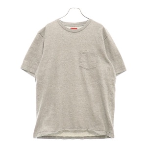 SUPREME シュプリーム 22SS Classic Logo Pocket Tee S/S クラシック ワンポイントロゴ 胸ポケット 半袖Tシャツ グレー