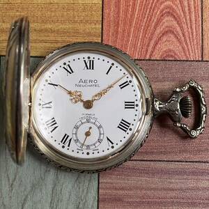 懐中時計 AERO NEUCHATEL アエロ ハンター時計 pocket watch 手巻き17石 swiss made UNITAS Cal.6497