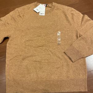 ★新品★ユニクロ カシミア クールネックセーター L 定価9,880円 キャメル ベージュ カシミア100％ セーター 長袖 WOMEN