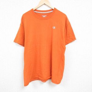 【30%OFF】XL/古着 チャンピオン Champion 半袖 ブランド Tシャツ メンズ ワンポイントロゴ 大きいサイズ コットン クルーネック オレ 3OF