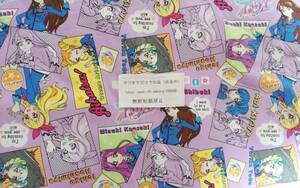 爆買い価格　ヤフオクだけで出品　アイカツ！アイドルかつどう　オックス生地　コミック風柄　パープル色　巾約１０８cm×長さ約５０cm　