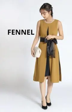 翌日発送【美品】FENNEL バイカラー Aライン ドレス ワンピース 結婚式