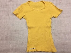 Mademoiselle NONNON SPORTS マドモアゼルノンノン ワッフル タイト トップス 半袖Tシャツ カットソー レディース 黄色