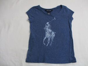 BF715【RALPH LAUREN・ラルフローレン】プリント　半袖　カットソー　女児　淡青?　110