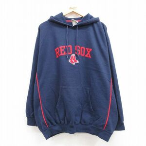 XL/古着 リー Lee 長袖 スウェット パーカー メンズ 00s MLB ボストンレッドソックス 大きいサイズ 紺 ネイビー メジャーリーグ ベース