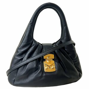 MIUMIU　ミュウミュウ　バッグ　ナッパレザー　マテラッセ　ハンド　2WAY　5BC067　黒　ブラック　ショルダー