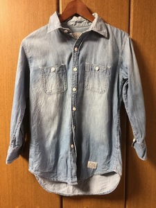 【 STOOGE&CO 】 ストゥージ メンズ 長袖シャツ　７分丈　ＸＳ　デニム　AZUL