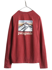 19年製 パタゴニア プリント ライトウェイト スウェット メンズ S 古着 Patagonia ライン ロゴ リッジ トレーナー ロンT 薄手 クルーネック