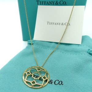 未使用 希少 Tiffany&Co. ティファニー マラケシュ イエローゴールド サークル フラワー ネックレス 750 K18 PP10