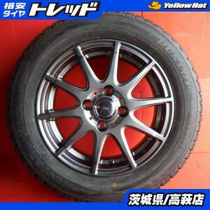 送料無料 中古 ウェッズ TIRO 5.5J-14 +45 4H100 ダンロップ WM02 175/65R14 82Q 4本セット 2016年製 室内保管 ノート フィットなどに！