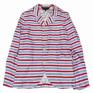 美品 19SS コムデギャルソンオムプリュス COMME des GARCONS HOMME PLUS トリコロール ボーダー テーラードジャケット ブレザー PC-J056 AD