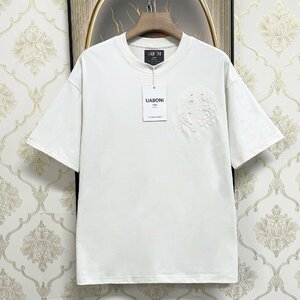 個性EU製＆定価2万◆UABONI*Paris*半袖Tシャツ*ユアボニ*パリ発◆コットン100％ 薄手 伸縮性 ストリート カットソー シンプル 日常 夏 XL