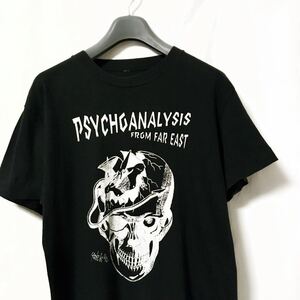 【90s PSYCHOANALYSIS ビンテージ Tシャツ】サイコビリー 雑誌 スカル ブラック シングルステッチ 古着 レア バンド バンT アート