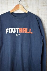 ☆ビッグサイズ US古着 NIKE ナイキ 長袖Tシャツ ロングTシャツ プリント 両面プリント ネイビー紺【XL】コットン　　　　　◆3244◆