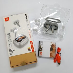 《現状品》JBL LIVE BEAM 3 ハイレゾ対応ノイズキャンセリング完全ワイヤレスイヤホン シルバー 店頭/併売《家電・60サイズ・福山店》O1023