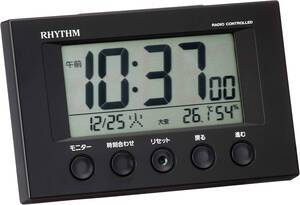 リズム(RHYTHM) 目覚まし時計 電波時計 温度計・湿度計付き フィットウェーブスマート 黒 7.7×12×5.4cm 8RZ