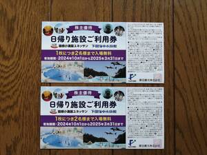 藤田観光 株主優待券 箱根小湧園ユネッサン・下田海中水族館 入場無料券 2枚セット