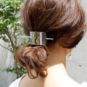 F069 極美品 France Luxe フランスラックス メタル マジェステ スティック かんざし バレッタ ヘアピン シルバー ヘアアクセサリー